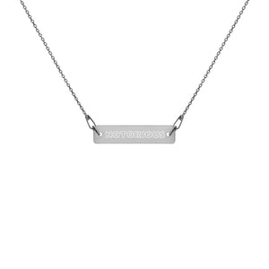 NOTORIOUS Engraved Silver Bar Chain Necklace