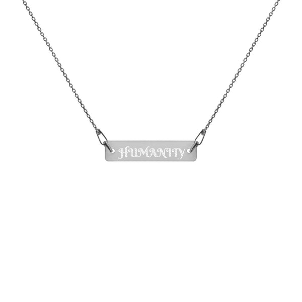 HUMANITY Engraved Silver Bar Chain Necklace