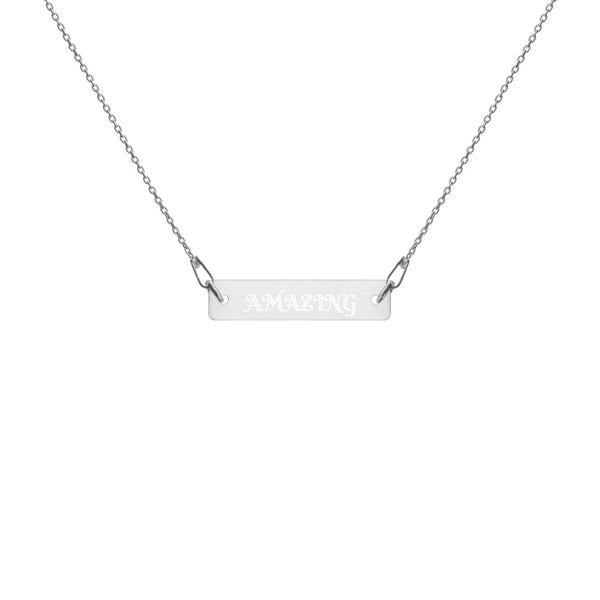 AMAZING Engraved Silver Bar Chain Necklace