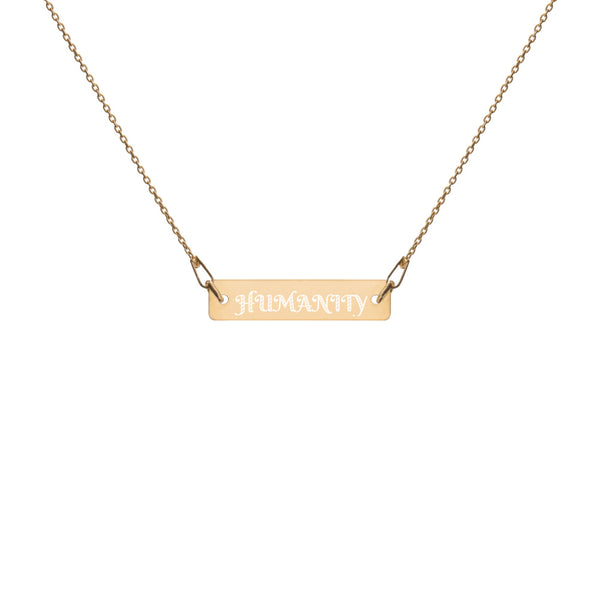 HUMANITY Engraved Silver Bar Chain Necklace