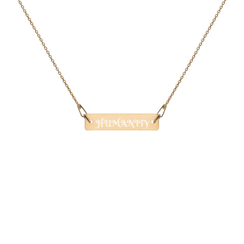 HUMANITY Engraved Silver Bar Chain Necklace