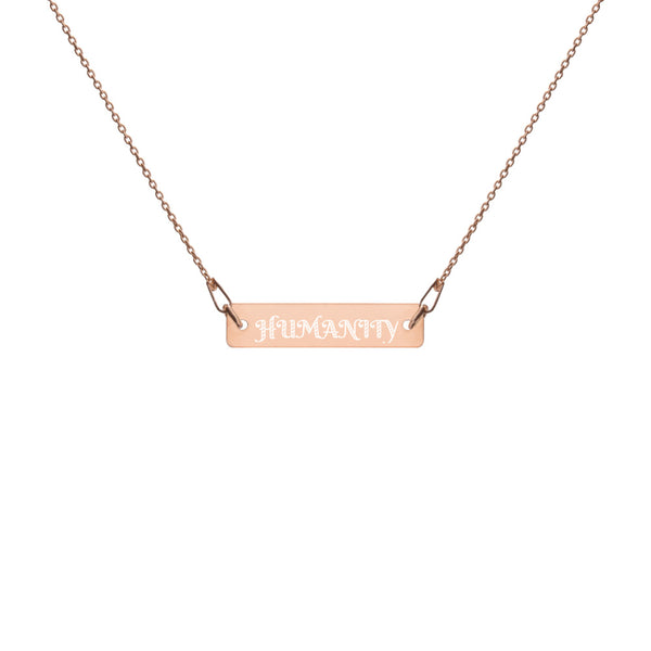 HUMANITY Engraved Silver Bar Chain Necklace