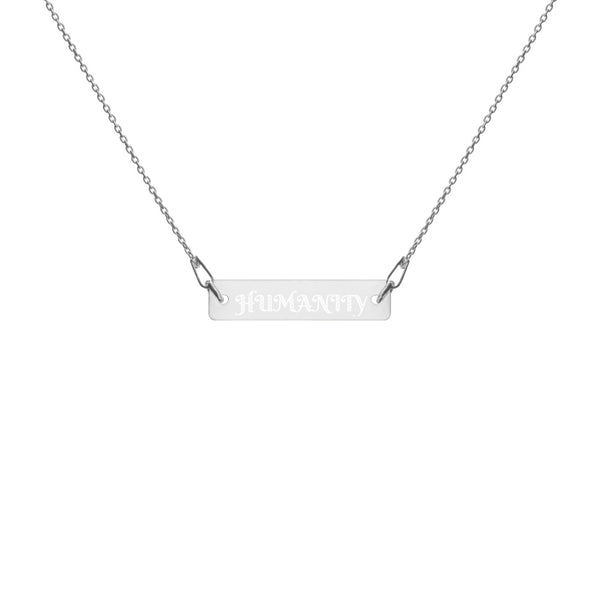 HUMANITY Engraved Silver Bar Chain Necklace