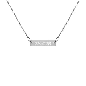 AMAZING Engraved Silver Bar Chain Necklace