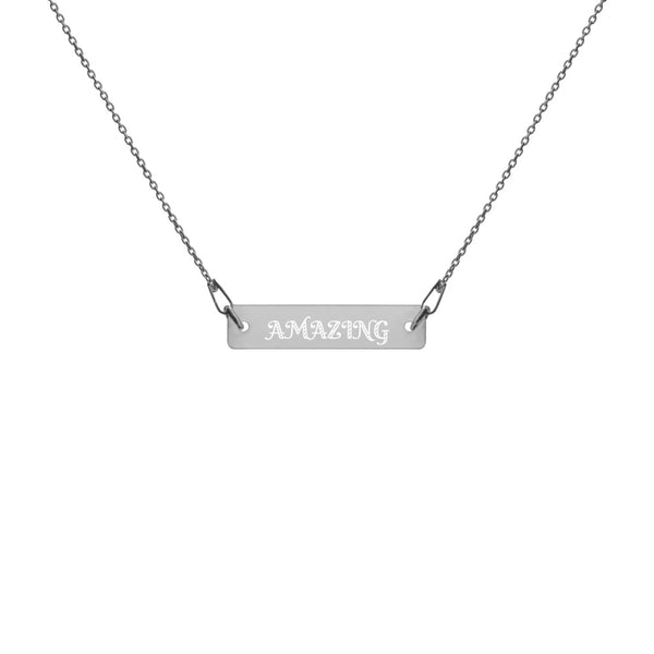 AMAZING Engraved Silver Bar Chain Necklace