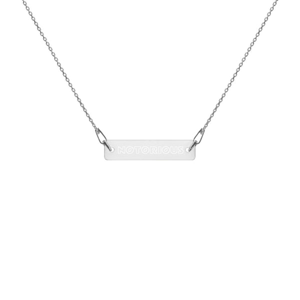 NOTORIOUS Engraved Silver Bar Chain Necklace